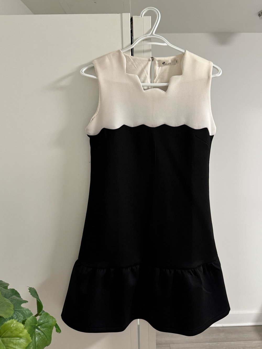Women’s Black and white Scallop A-Line Dress